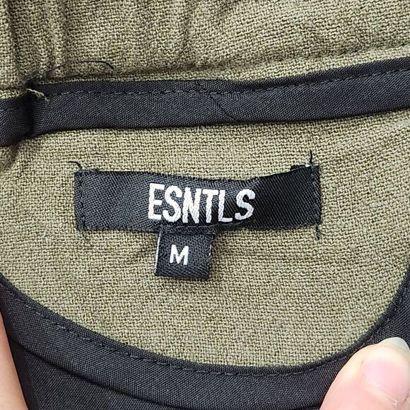 ESNTLS Mens Chino Drawstring Pleated Cuffed Casual Preppy Shorts Stretch Green M - Picture 4 of 10